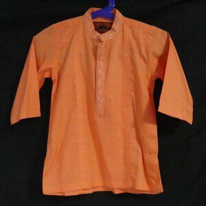 MINNIE MINORS KURTA | 6/9 years | Orange Collarless Traditional Shirt | S Asia